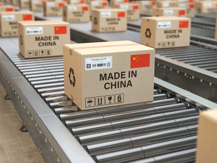 Boxes labeled "Made in China" on conveyor belts.