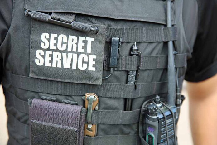 Secret Service vest with various tactical gear attached.