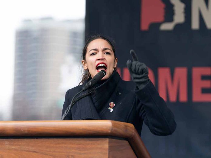 Person passionately speaking at a podium with microphone