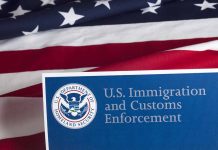 US Immigration and Customs Enforcement document with flag