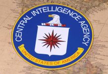 CIA seal on a vintage world map