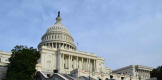 United States Capitol building with stairway view