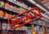 Recall notice over blurred store shelves