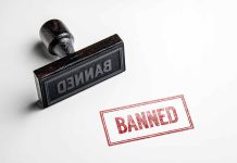 Banned on white background.