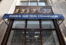 Federal Election Commission building entrance with awning