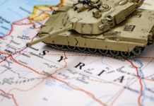Tank model on a map of Syria