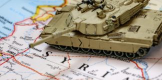 Tank model on a map of Syria