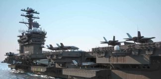 Aircraft carrier deck with jet planes