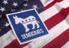 Democratic Party symbol on American flag background