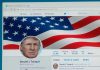 Twitter profile page with American flag banner