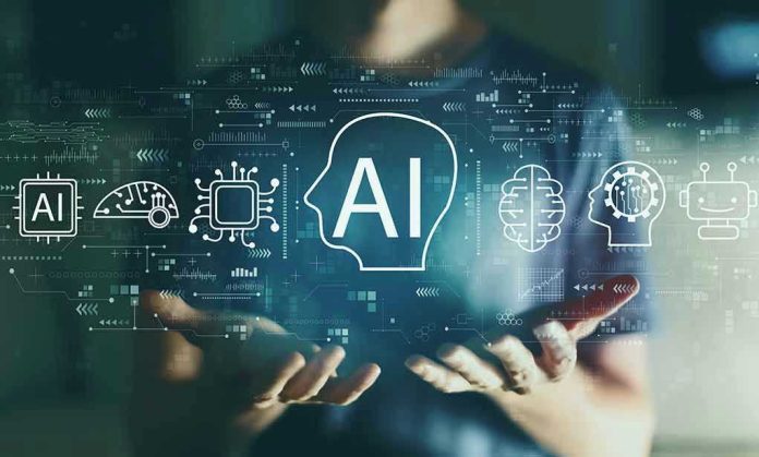 1931158067 Person holding virtual icons related to artificial intelligence