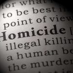 Magnified text showing definition of homicide