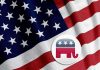 GOP Candidates Entire Family Perishes in Disaster! American flag with Republican elephant symbol.