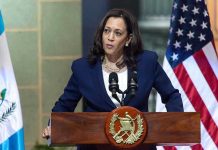 Kamala Harris Shocker: Presidential Run Teased Person speaking at podium with flags in background.