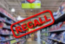 National Recall ANNOUNCEMENT – Do Not Consume! Recall warning over blurred grocery store aisle