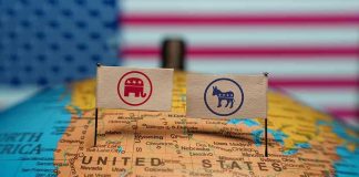 Democrats Launch AUDACIOUS Redistricting Plan – GOP Fumes! Republican and Democratic flags on USA map background.