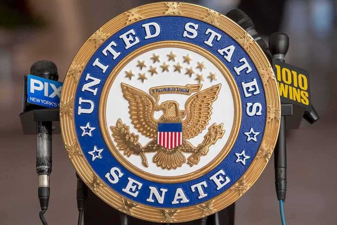 shutterstock_2130082274.jpg Sign displaying United States Senate in a government building