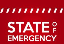 STATE OF EMERGENCY in bold white text on red background.