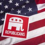 GOP MELTDOWN: Wild Funding Bill War Erupts Republican symbol on American flag background.
