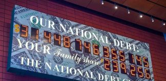 Debt Nightmare: $284,914 Per Household! U.S. National Debt Clock displaying current debt figures.