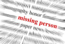 Beloved Doctor Vanishes: Missing Person ALERT! Text graphic highlighting missing person in red among blurred words