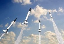 Shocking Pentagon Report: U.S. Vulnerable to Hypersonic Missile Strike Multiple missiles launching into a cloudy sky