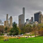 5 A.M. Prayer Shock Hits NYC People relaxing in a park, city skyline background.