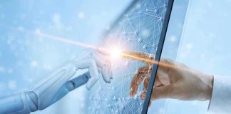 Chatbot Lovers: Gen Z’s Secret Obsession Robotic and human hands touching through a screen.