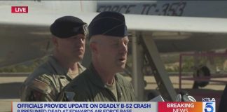 B-52 Test Crash — Air Force Mum Officials give update on deadly B-52 crash at Edwards Air Force Base