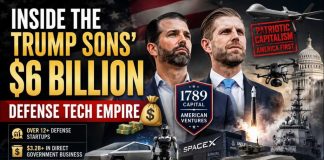 Trump Sons Cash In — Pentagon Payouts Soar Inside the Trump Sons’ $6 Billion Defense Tech Empire 💸
