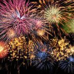 Colorful fireworks exploding in the night sky