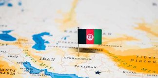 Saudi-Turkey-Pakistan Forge Hard Shield Afghanistan flag pin on a map of South Asia