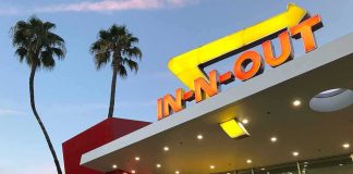 In-N-Out Burger restaurant exterior at dusk