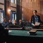 Attorney addressing a judge in a courtroom