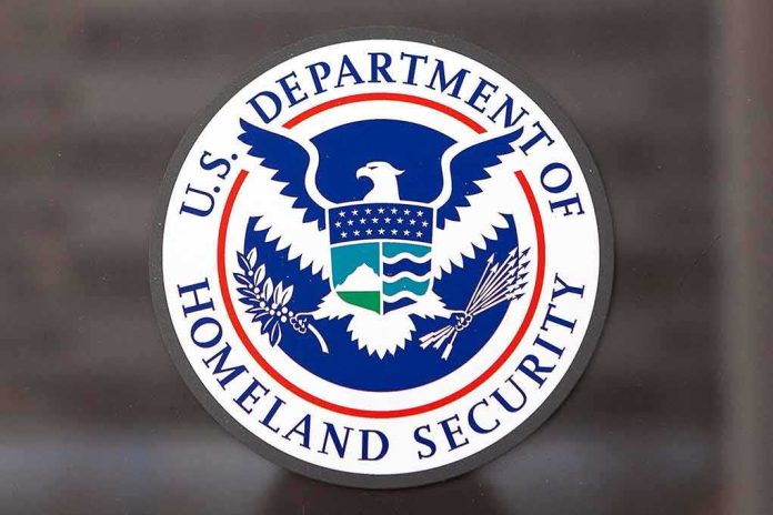 shutterstock_253261459 U.S. Department of Homeland Security seal on a glass surface