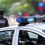 police car roof with blue emergency lights