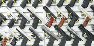 Gun-Shop Meltdown Triggers Federal Takedown Wall display of handguns in a gun store