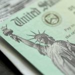 U.S. Treasury check with Statue of Liberty illustration