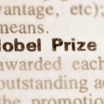 Nobel Prize text highlighted in a dictionary