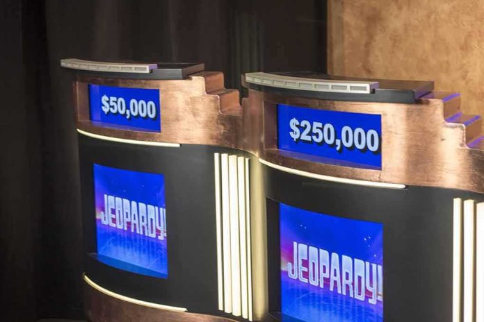 game show podiums with digital displays